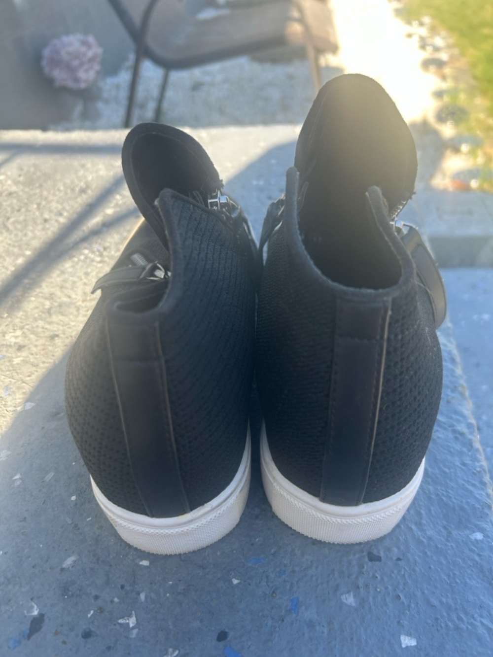 Steve Madden Black Knit Slip-On Ankle Booties with Side Zipper - Picture 4 of 5